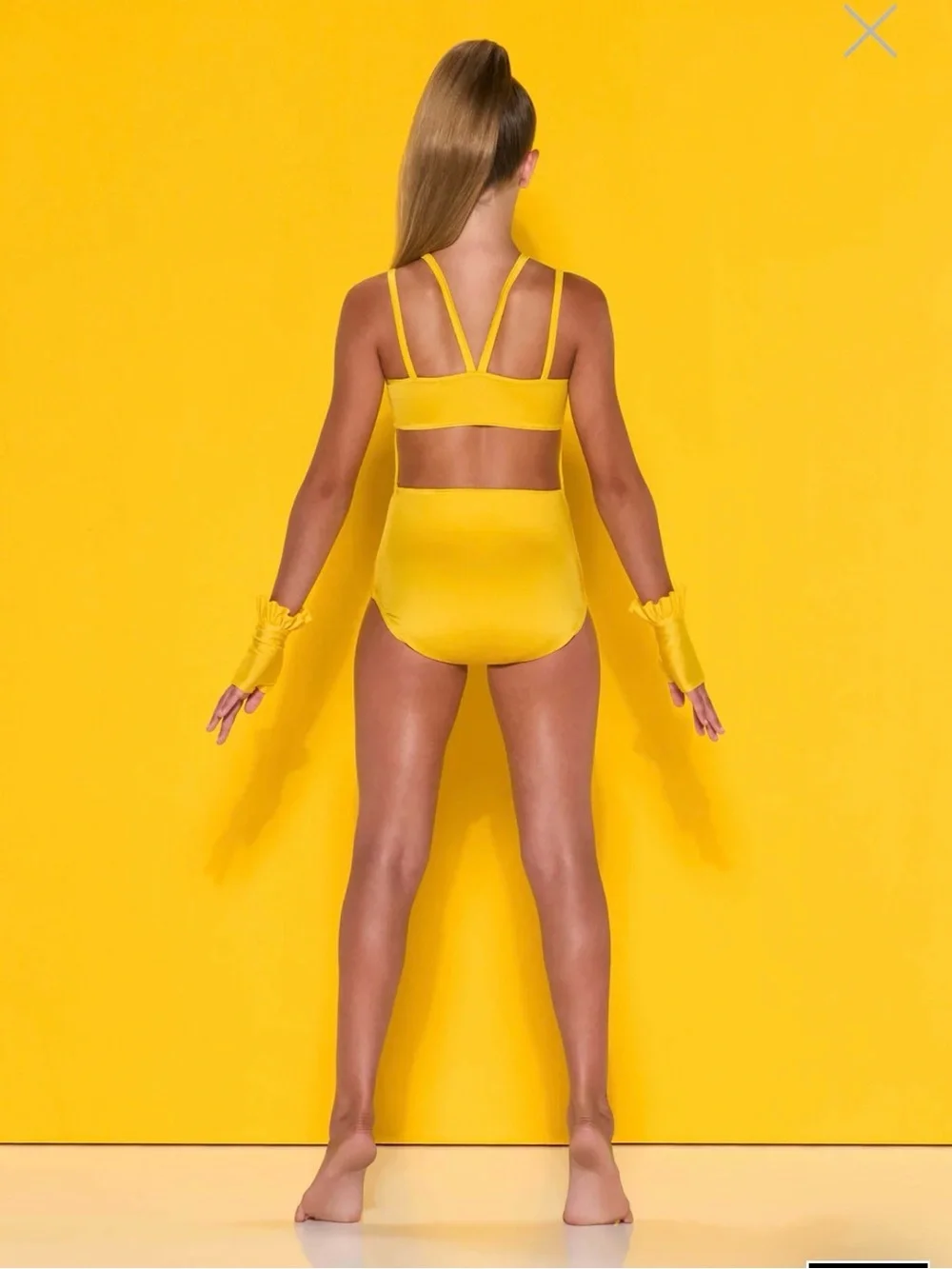Youth Yellow Cutout Dance Leotard with Double Straps
